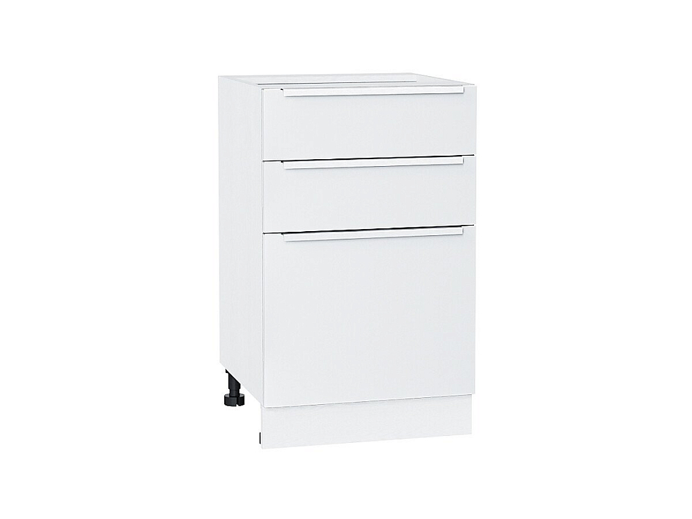 Шкаф нижний с 3-мя ящиками Фьюжн (816х500х480) Белый/silky white