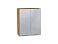 Шкаф верхний с 2-мя дверцами Валерия-М (716х600х318) Дуб Вотан/Серый металлик дождь светлый