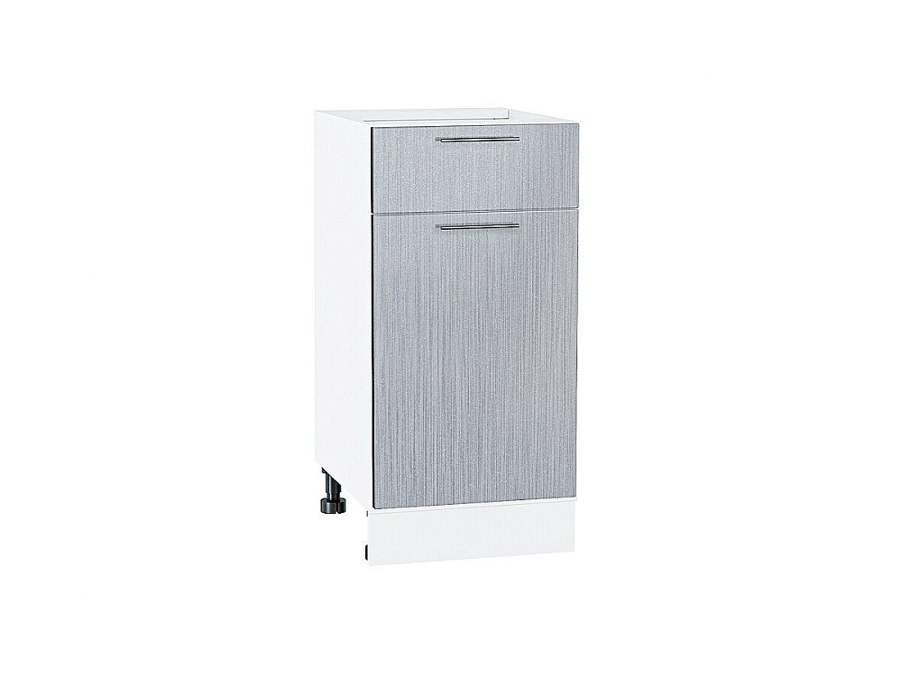 Шкаф нижний с 1-ой дверцей и ящиком Валерия-М (816х400х478) Белый/Серый металлик дождь светлый