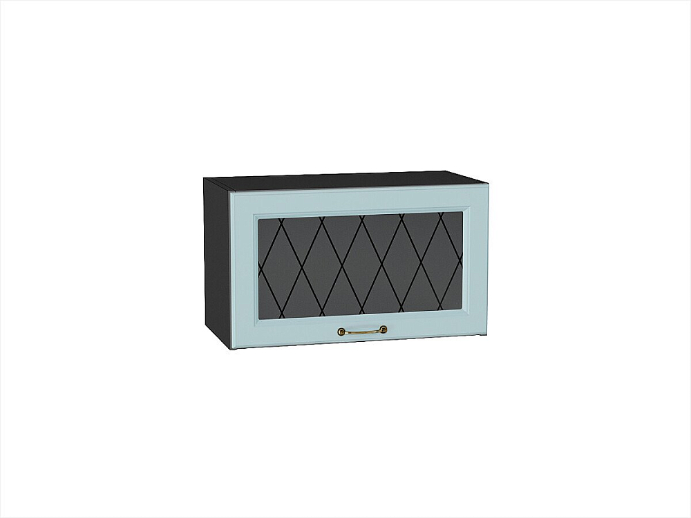 Шкаф верхний горизонтальный остекленный Ницца (358х600х318) graphite/Голубой
