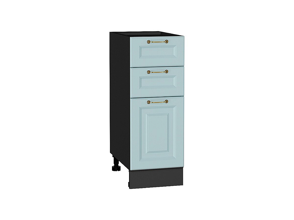 Шкаф нижний с 3-мя ящиками Ницца (816х300х478) graphite/Голубой