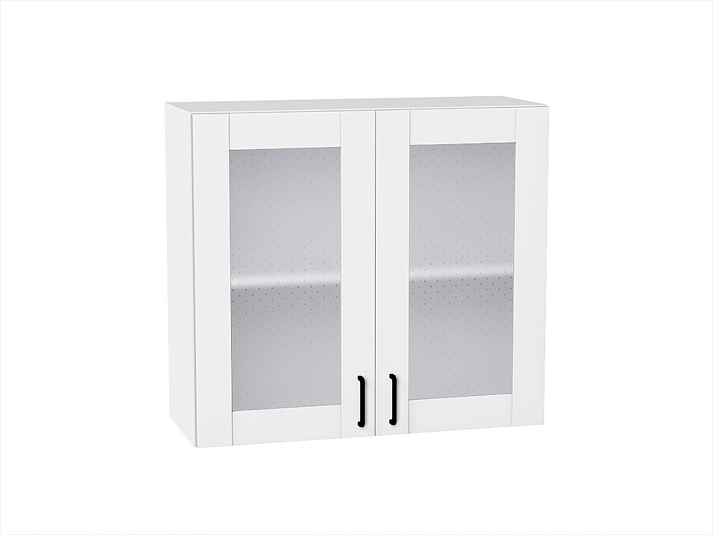 Шкаф верхний с 2-мя остекленными дверцами Лофт (716х800х320) Белый/super white