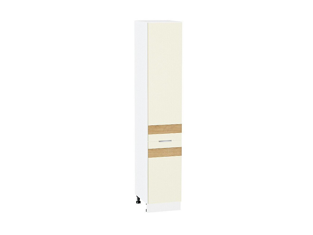 Шкаф пенал с 2-мя дверцами Терра 400 DR (для верхних шкафов высотой 720) (2132х400) Белый/Ваниль Софт