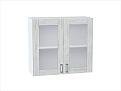Шкаф верхний с 2-мя остекленными дверцами Лофт (716х800х320) Белый/nordic oak