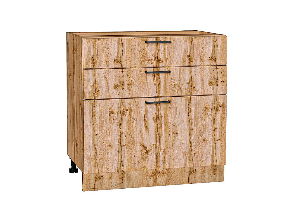 Шкаф нижний с 3-мя ящиками Флэт (816х800х478) Дуб Вотан/wotan oak 2s