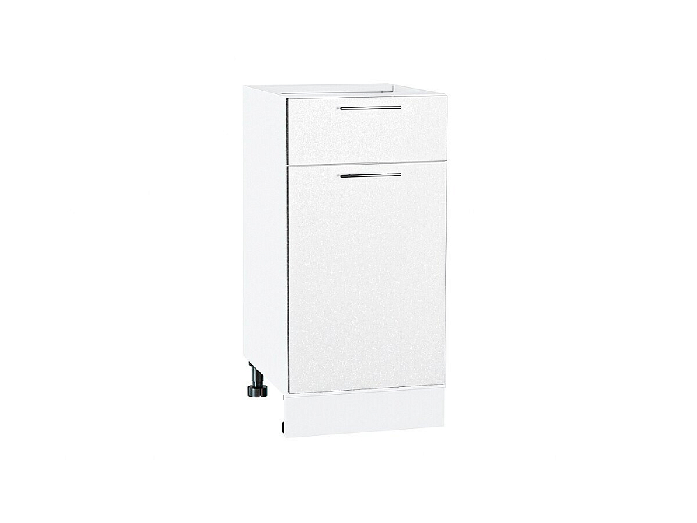 Шкаф нижний с 1-ой дверцей и ящиком Валерия-М (816х400х478) Белый/белый металлик