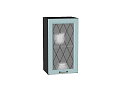 Шкаф верхний с 1-ой остекленной дверцей Ницца (716х400х318) graphite/Голубой