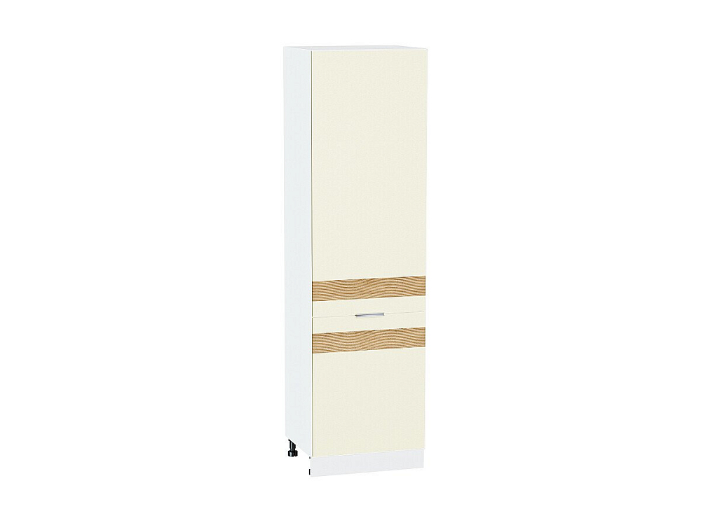 Шкаф пенал с 2-мя дверцами Терра 600 DR (для верхних шкафов высотой 720) (2132х600) Белый/Ваниль Софт