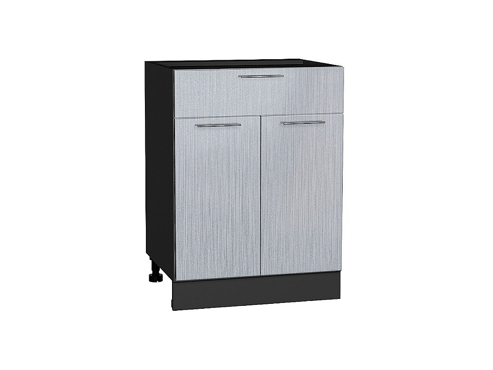Шкаф нижний с 2-мя дверцами и ящиком Валерия-М (816х600х478) graphite/Серый металлик дождь светлый