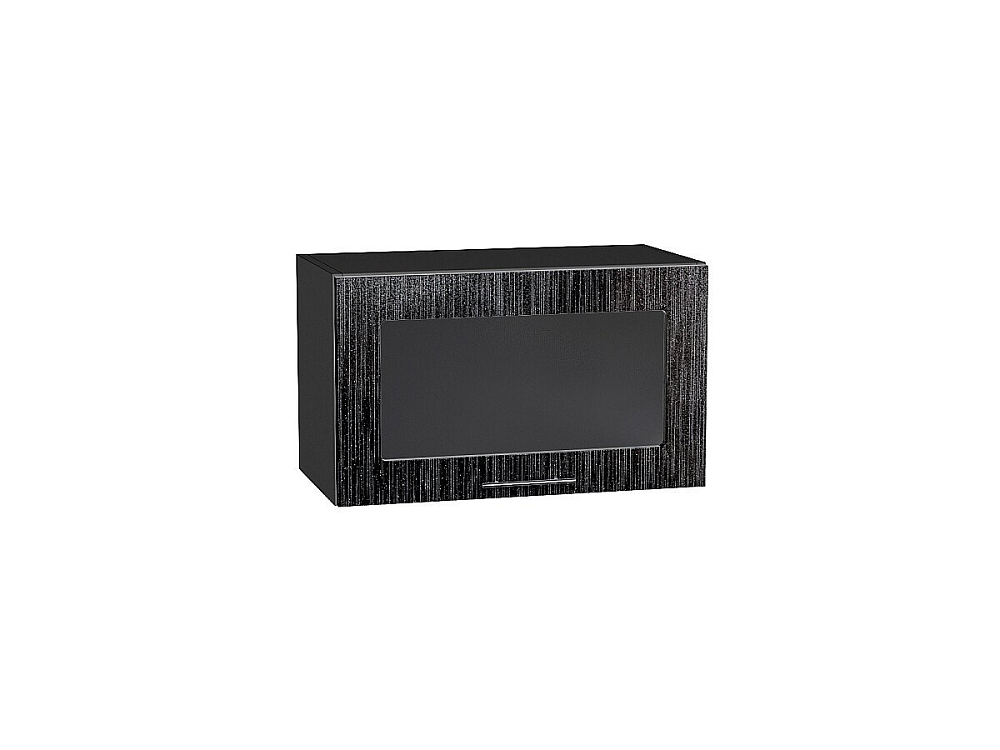 Шкаф верхний горизонтальный остекленный Валерия-М (358х600х318) graphite/Черный металлик дождь