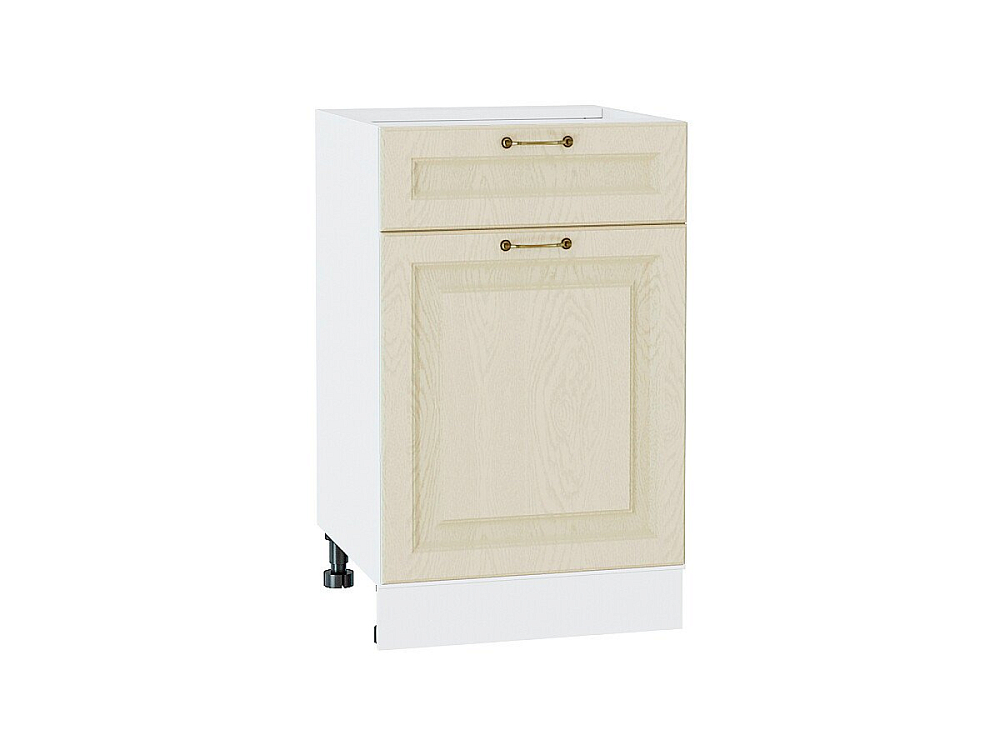 Шкаф нижний с 1-ой дверцей и ящиком Ницца (816х500х478) Белый/Дуб крем