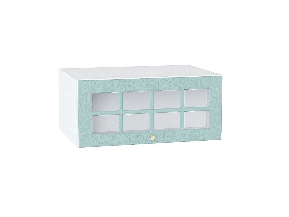 Шкаф верхний горизонтальный остекленный с увеличенной глубиной Прованс (358х800) Белый/Голубой