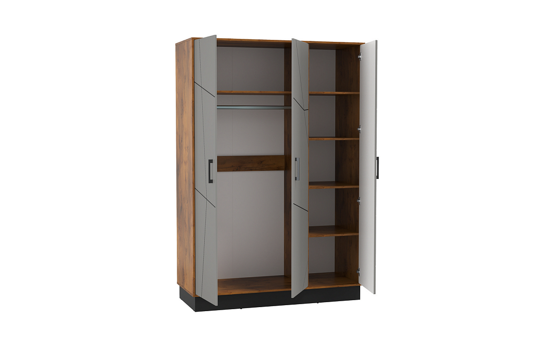 Шкаф для одежды 54.12 Гамма (3-х дв.) таксония/черный/ПВХ грей