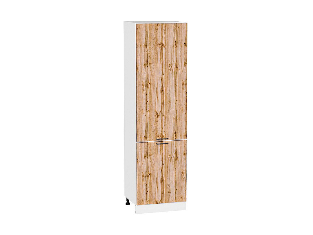 Шкаф пенал с 2-мя дверцами Флэт (2132х600х574) Белый/wotan oak 2s