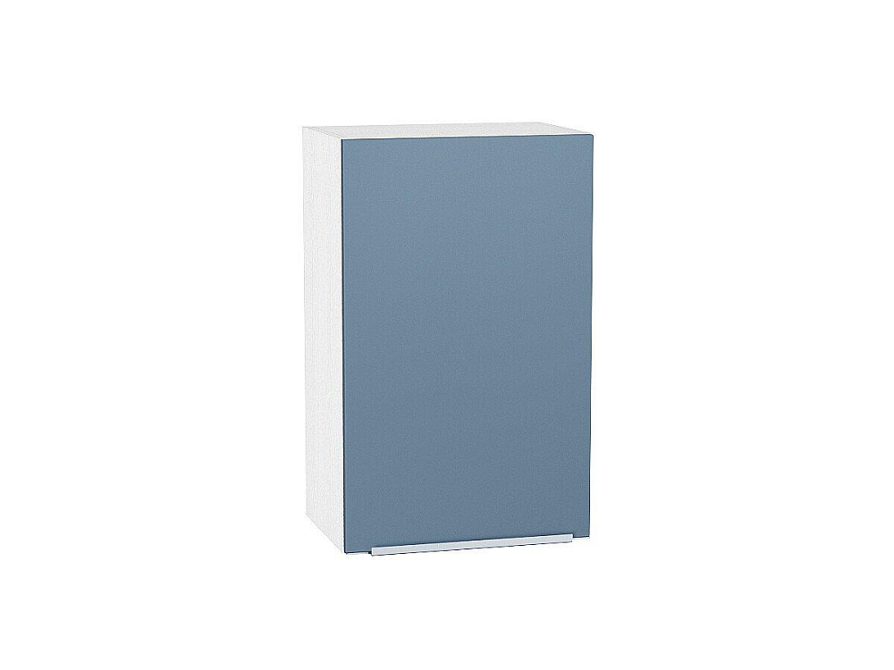 Шкаф верхний с 1-ой дверцей Фьюжн (716х450х320) Белый/silky blue