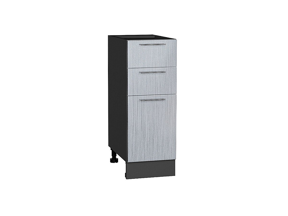 Шкаф нижний с 3-мя ящиками Валерия-М (816х300х478) graphite/Серый металлик дождь светлый