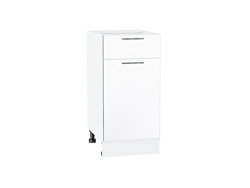 Шкаф нижний с 1-ой дверцей и ящиком Валерия-М (816х400х478) Белый/белый глянец