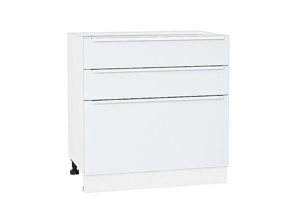 Шкаф нижний с 3-мя ящиками Фьюжн (816х800х480) Белый/silky white