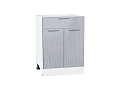 Шкаф нижний с 2-мя дверцами и ящиком Валерия-М (816х600х478) Белый/Серый металлик дождь светлый