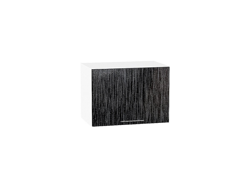 Шкаф верхний горизонтальный Валерия-М (358х500х318) Белый/Черный металлик дождь