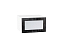 Шкаф верхний горизонтальный остекленный глубокий Валерия-М (358х600х574) Белый/Черный металлик дождь