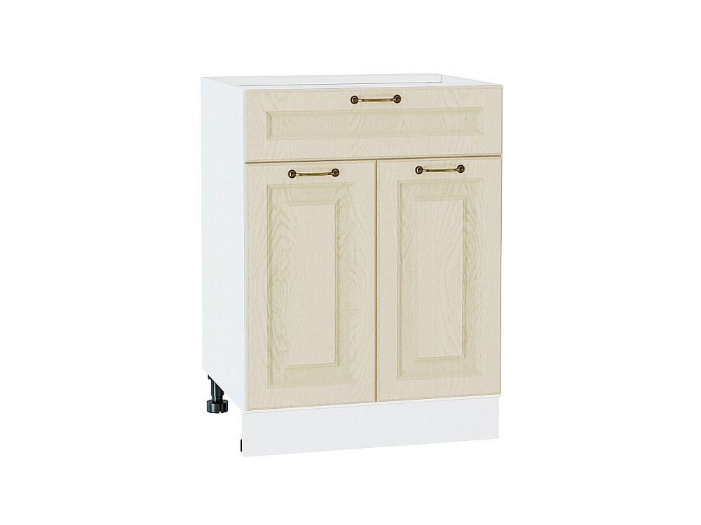 Шкаф нижний с 2-мя дверцами и ящиком Ницца (816х600х478) Белый/Дуб крем
