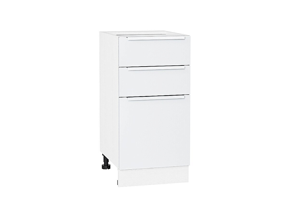 Шкаф нижний с 3-мя ящиками Фьюжн (816х400х480) Белый/silky white
