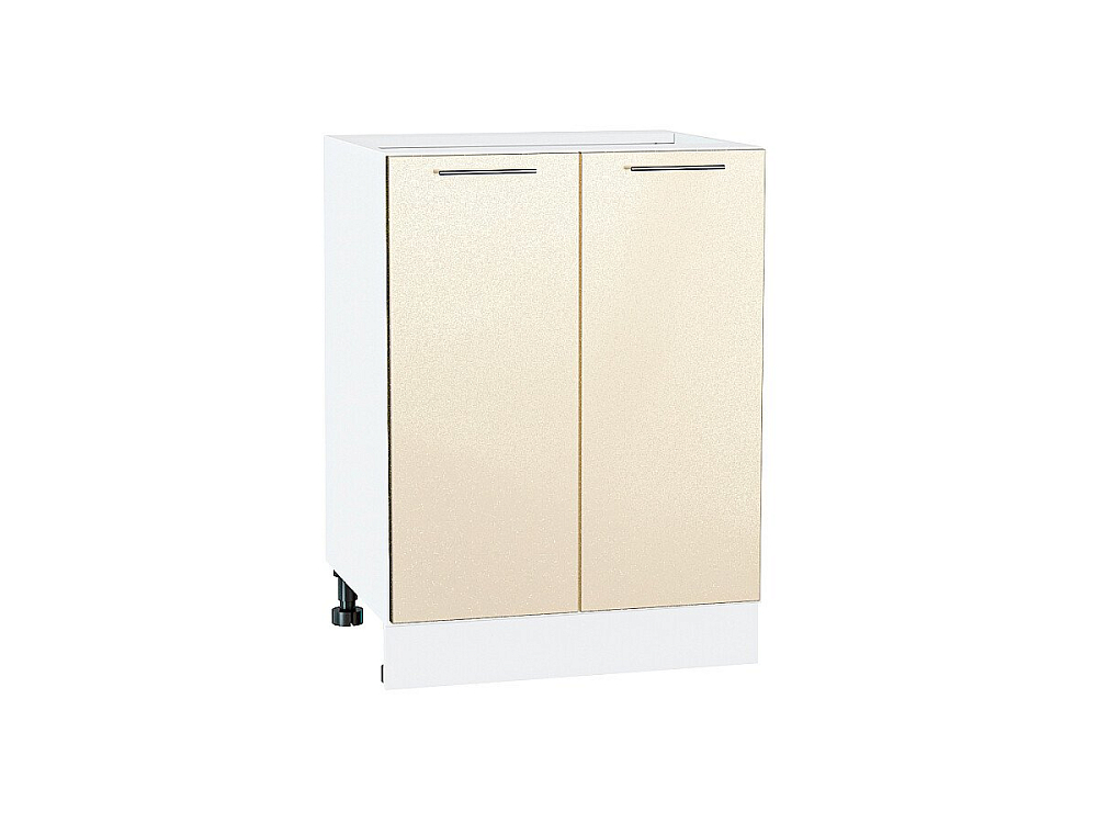 Шкаф нижний с 2-мя дверцами Валерия-М (816х600х478) Белый/Бежевый металлик