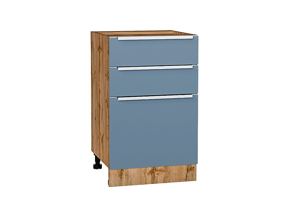 Шкаф нижний с 3-мя ящиками Фьюжн (816х500х480) Дуб Вотан/silky blue