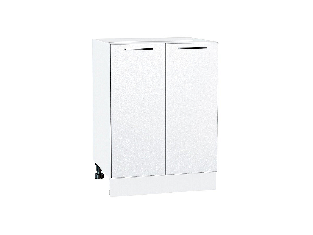 Шкаф нижний с 2-мя дверцами Валерия-М (816х600х478) Белый/белый металлик