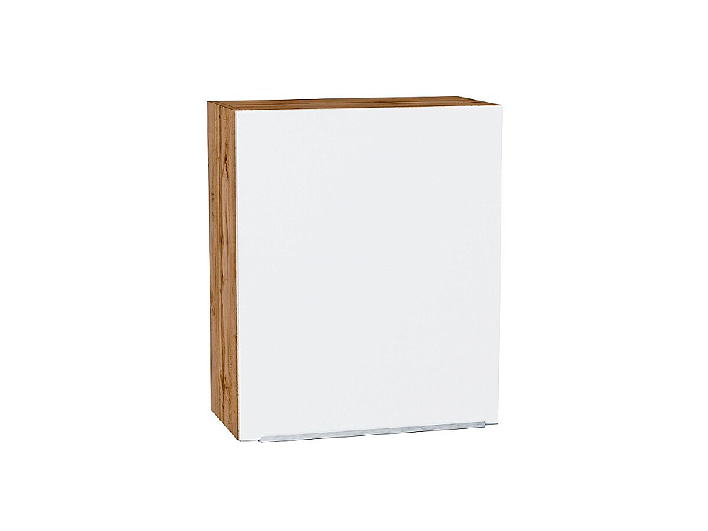 Шкаф верхний с 1-ой дверцей Фьюжн (716х600х320) Дуб Вотан/silky white
