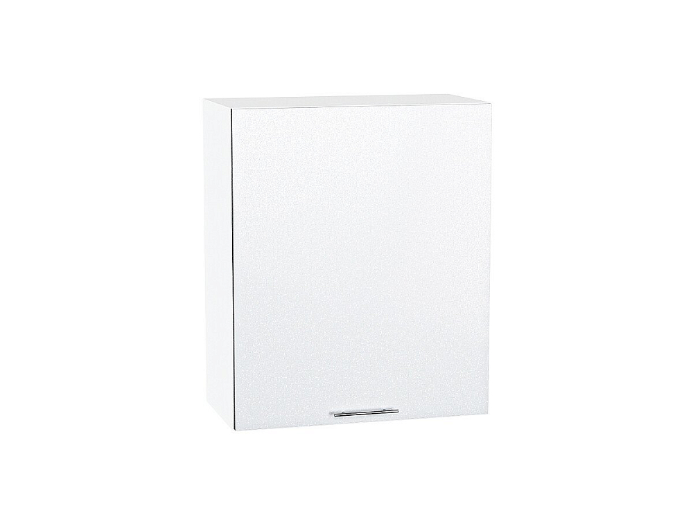 Шкаф верхний с 1-ой дверцей Валерия-М (716х600х318) Белый/белый металлик
