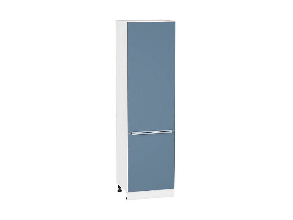 Шкаф пенал с 2-мя дверцами Фьюжн (2132х600х576) Белый/silky blue