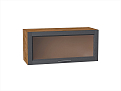 Шкаф верхний горизонтальный остекленный Сканди (358х800х320) Дуб Вотан/graphite softwood