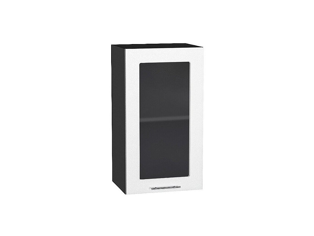 Шкаф верхний с 1-ой остекленной дверцей Валерия-М (716х400х318) graphite/Белый металлик