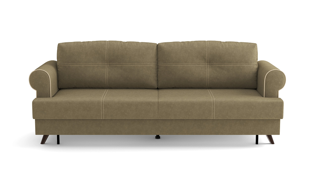 Оливер / диван - кровать 3-х местн. (еврокнижка) велюр велутто коричневый 23/велюр велутто кремовый 18