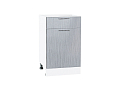 Шкаф нижний с 1-ой дверцей и ящиком Валерия-М (816х500х478) Белый/Серый металлик дождь светлый