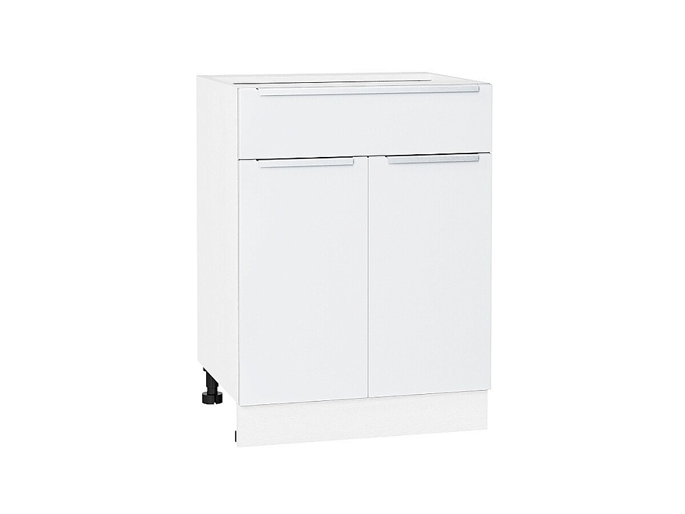 Шкаф нижний с 2-мя дверцами и ящиком Фьюжн (816х600х480) Белый/silky white