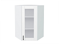Шкаф верхний угловой остекленный Лофт (920х600х600) Белый/super white