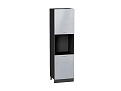 Шкаф пенал с 2-мя дверцами под технику Валерия-М (2132х600х574) graphite/Серый металлик дождь светлый