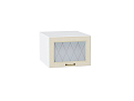 Шкаф верхний горизонтальный остекленный с увеличенной глубиной Ницца (358х500) Белый/Дуб крем
