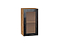 Шкаф верхний с 1-ой остекленной дверцей Валерия-М (716х400х318) Дуб Вотан/Черный металлик дождь