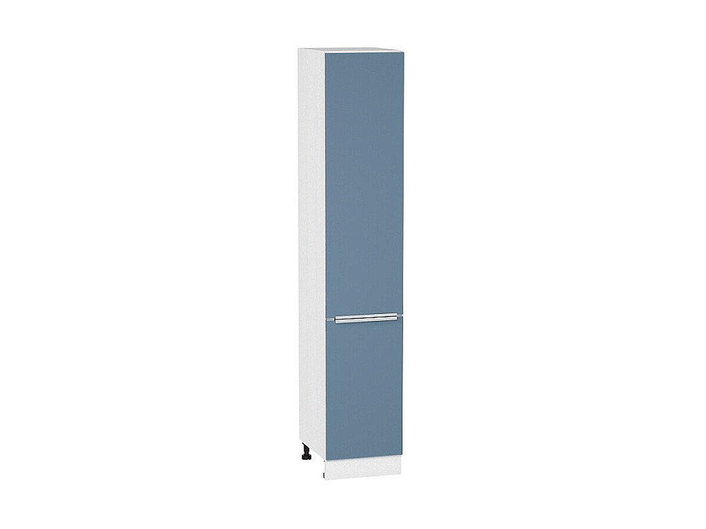 Шкаф пенал с 2-мя дверцами Фьюжн (2132х400х576) Белый/silky blue