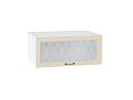 Шкаф верхний горизонтальный остекленный с увеличенной глубиной Ницца (358х800) Белый/Дуб крем