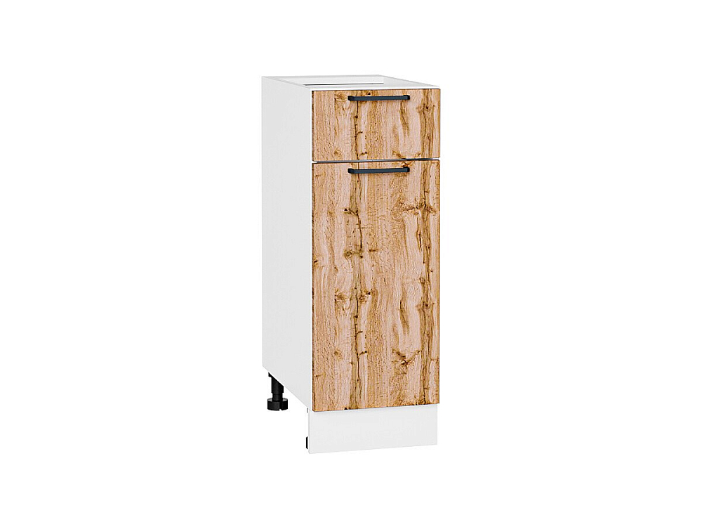 Шкаф нижний с 1-ой дверцей и ящиком Флэт (816х300х478) Белый/wotan oak 2s