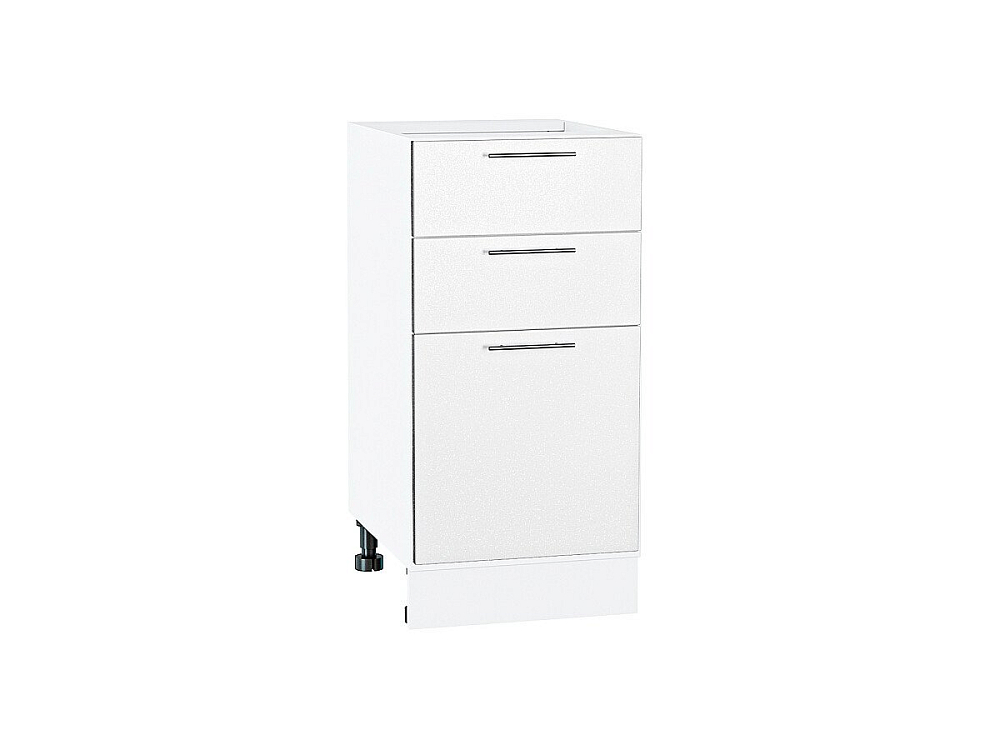 Шкаф нижний с 3-мя ящиками Валерия-М (816х400х478) Белый/белый металлик