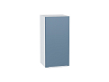 Шкаф верхний с 1-ой дверцей Фьюжн (716х350х320) Белый/silky blue