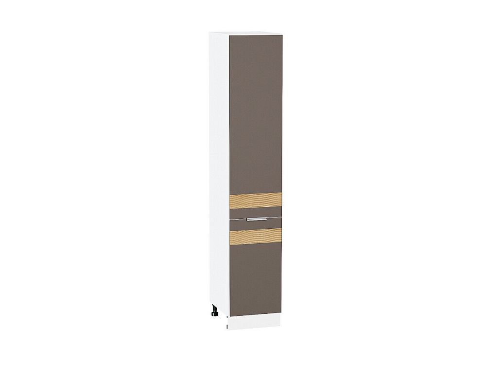 Шкаф пенал с 2-мя дверцами Терра 400 DR (для верхних шкафов высотой 720) (2132х400) Белый/Смоки Софт