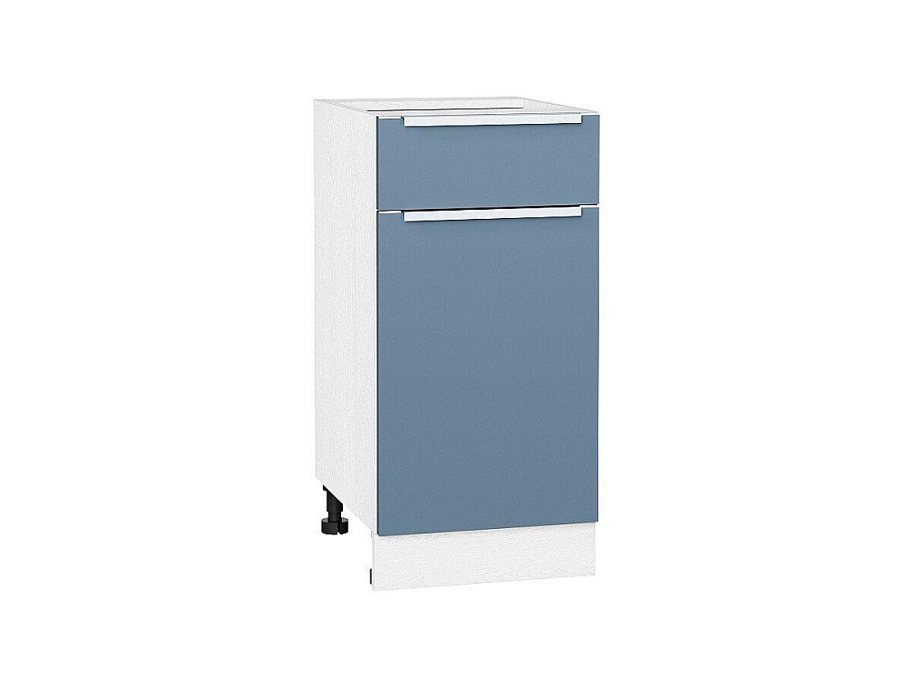 Шкаф нижний с 1-ой дверцей и ящиком Фьюжн (816х400х480) Белый/silky blue