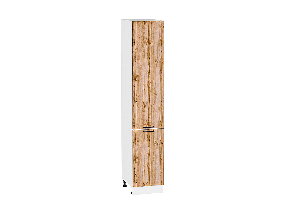 Шкаф пенал с 2-мя дверцами Флэт (2132х400х574) Белый/wotan oak 2s